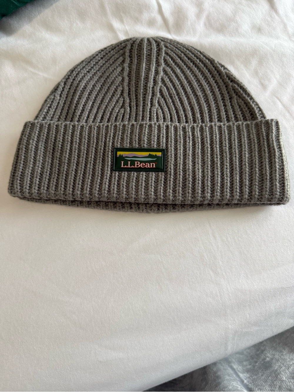 L.L. Bean Gray Ribbed Knit Cuffed Beanie